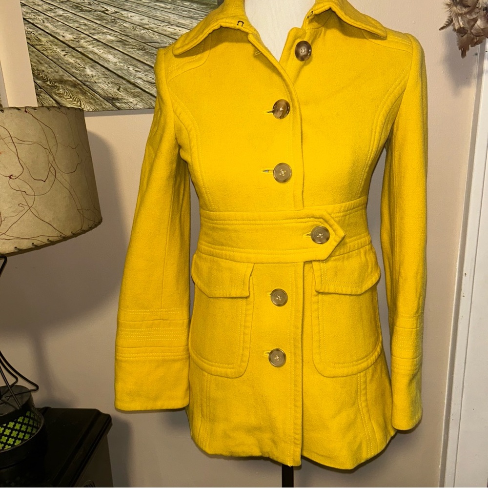 J Crew Stadium Cloth Majesty Yellow Peacoat Size 00